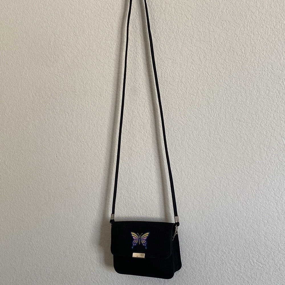 Butterfly Small Black Shoulder Bag . Made in Korea NWOT - Picture 2 of 11
